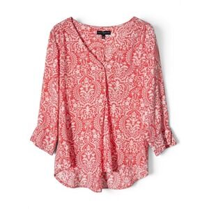 Fred David Damask Print Blouse Womens XL Lightweight Boho Coastal Grandmother